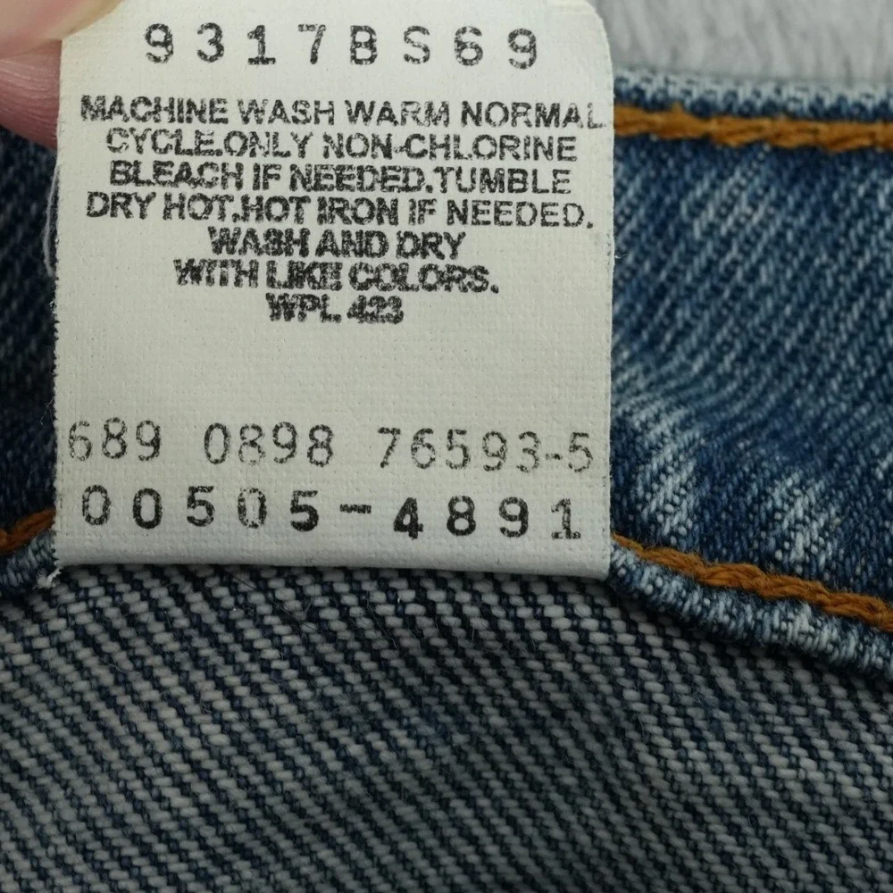 90s‎ Vintage Levis 505 Jeans Mens 36x30 Blue Regular Fit Straight Leg 1998 Denim